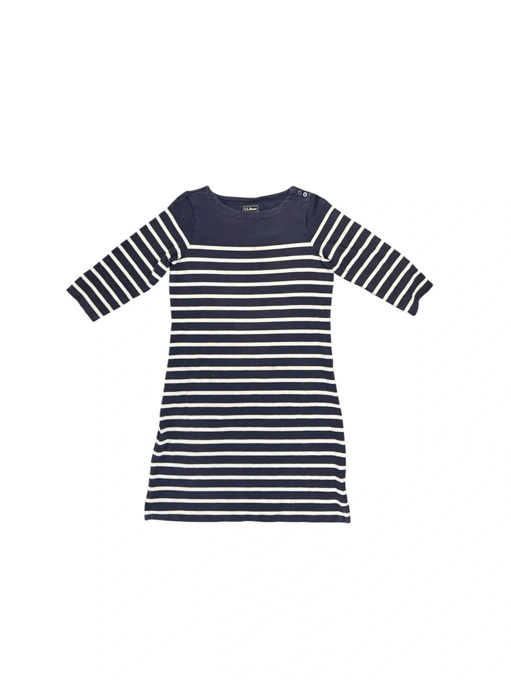 L.L. Bean | Navy and White Striped Midi Shirtdress Women’s Size Small Regular - Picture 2 of 5
